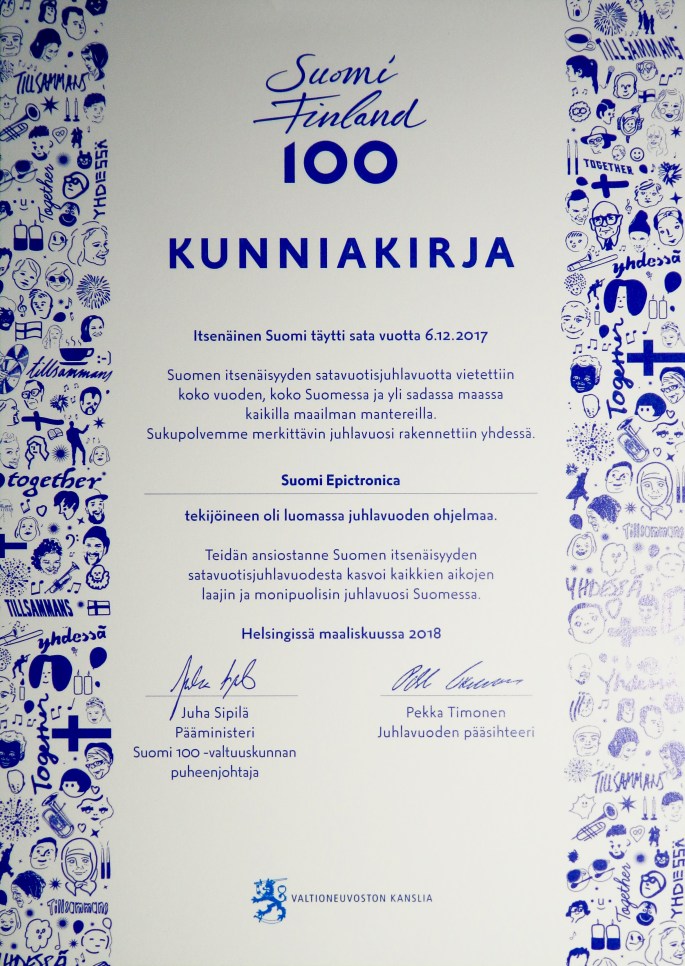 Suomi Epictronica, Suomi100 Kunniakirja